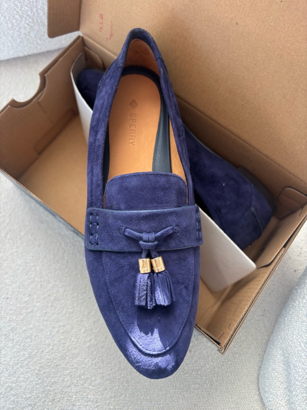 Sperry Cora Loafer Navy Suede Tassel Slip-On Flats Size 7.5 M NWT